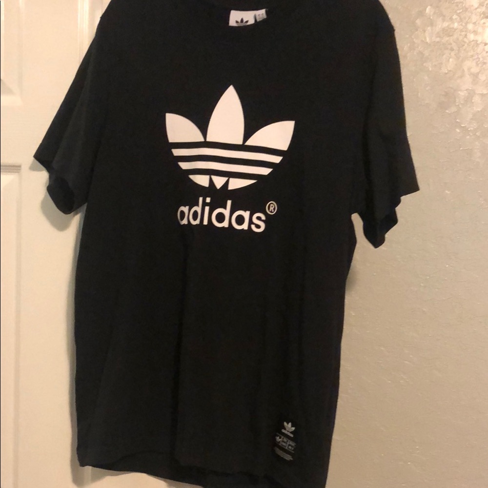Adidas Black Tee with White Trefoil Logo